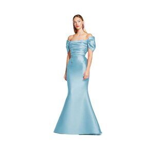 Frascara Off-Shoulder Mermaid Mikado Satin Gown Dress size 10 Blue